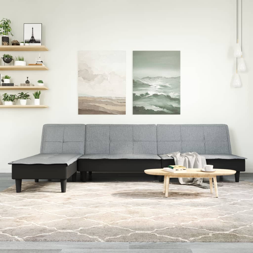 vidaXL Schlafsofa in L-Form Hellgrau 255x140x70 cm Stoff