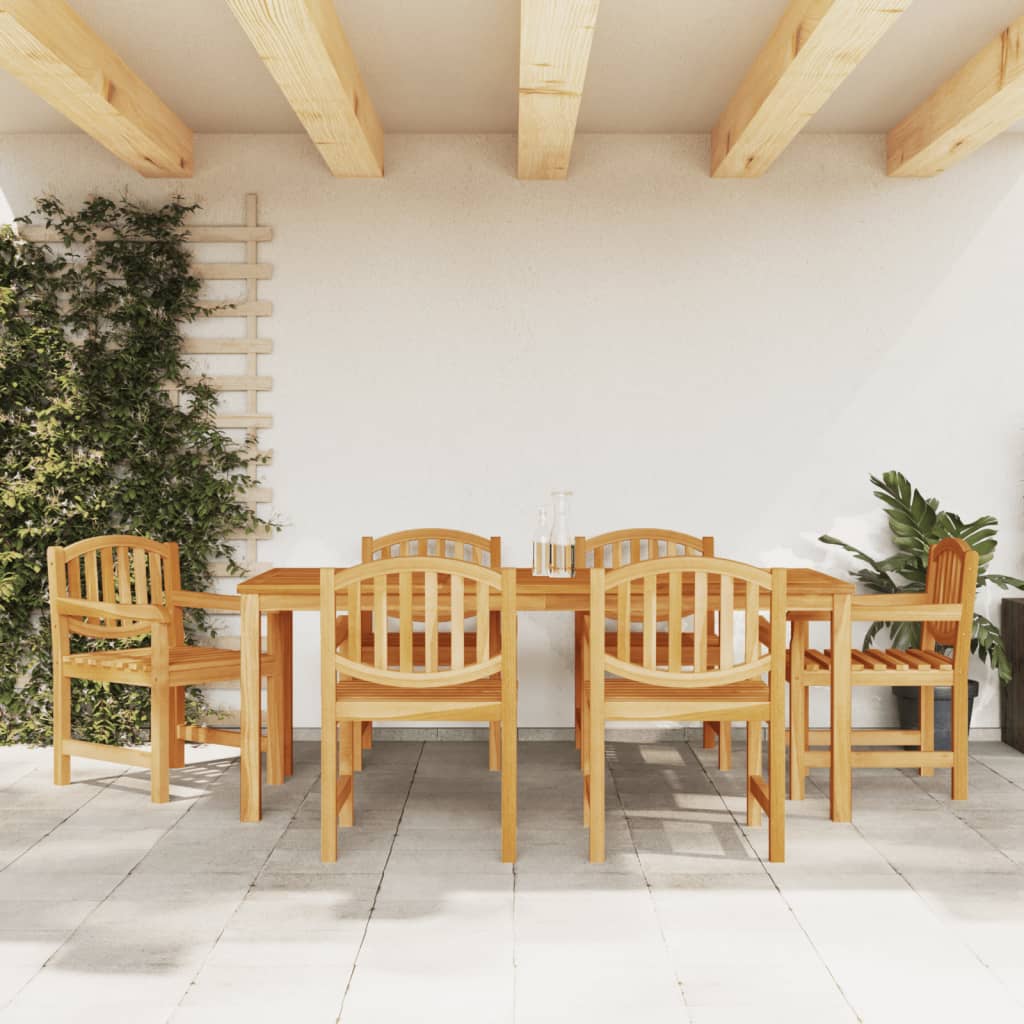 7 Piece Garden Dining Set Solid Wood Teak