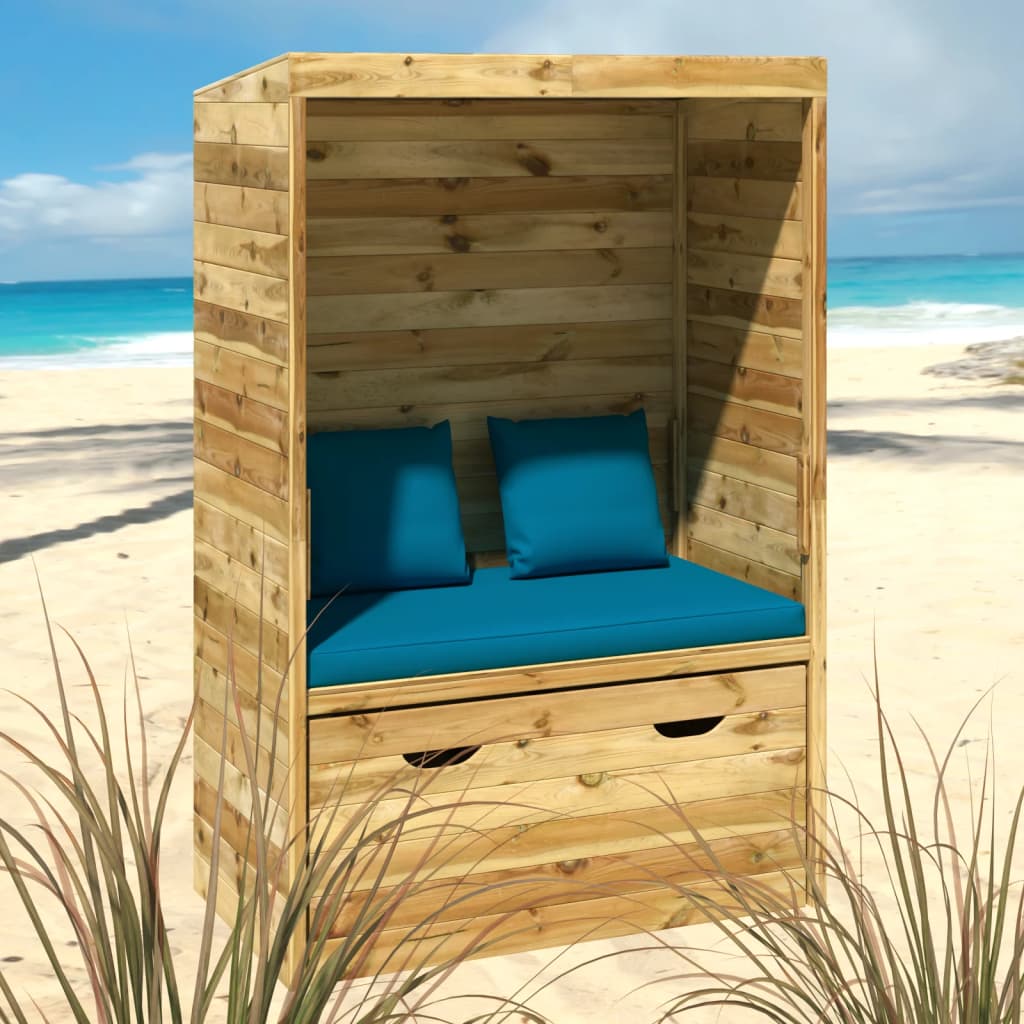 Strandkorb with Drawer 112x60x168 cm Solid Wood Pine