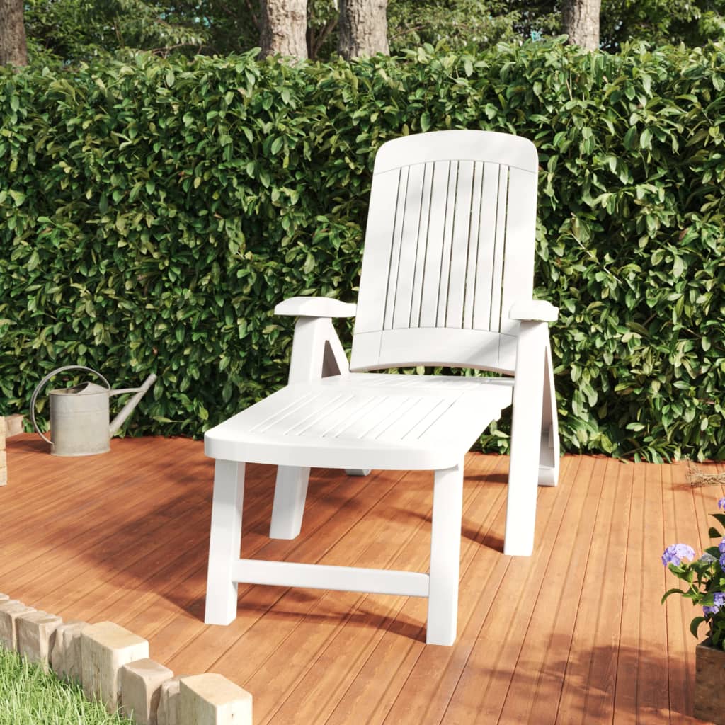 Folding Sun Lounger Polypropylene White