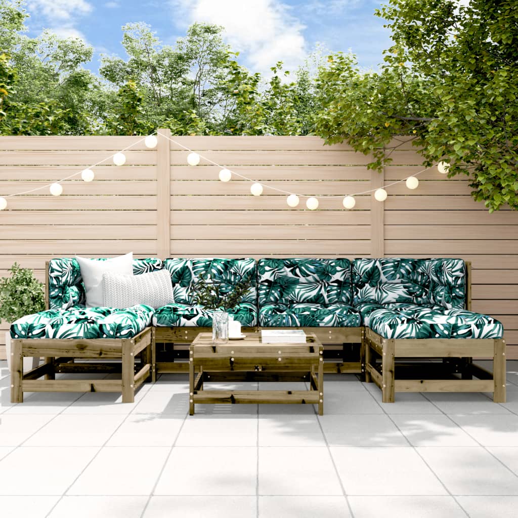 vidaXL Salon de jardin 7 pcs avec coussins bois de pin imprégné