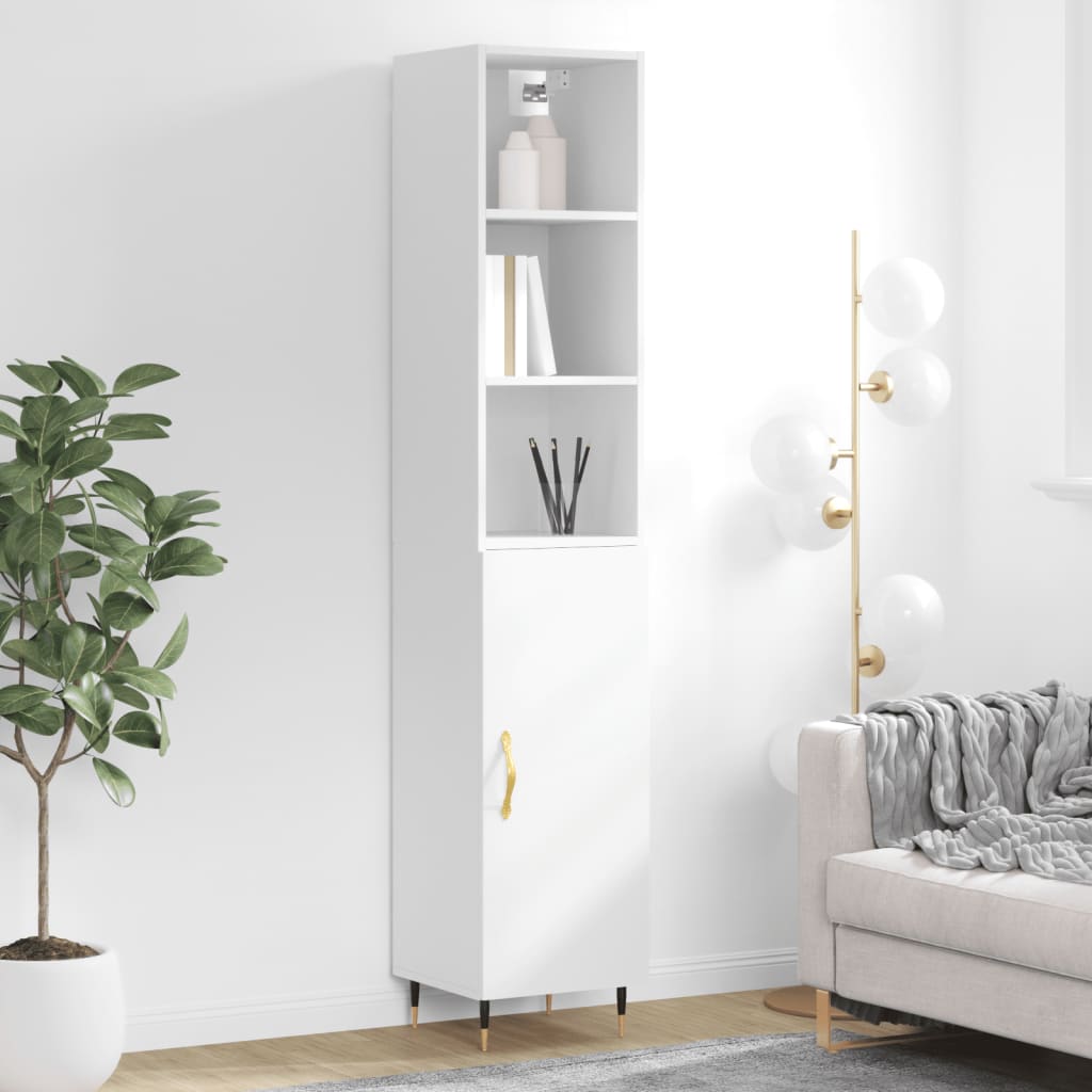 Highboard White 34.5x34x180 cm Engineered Wood