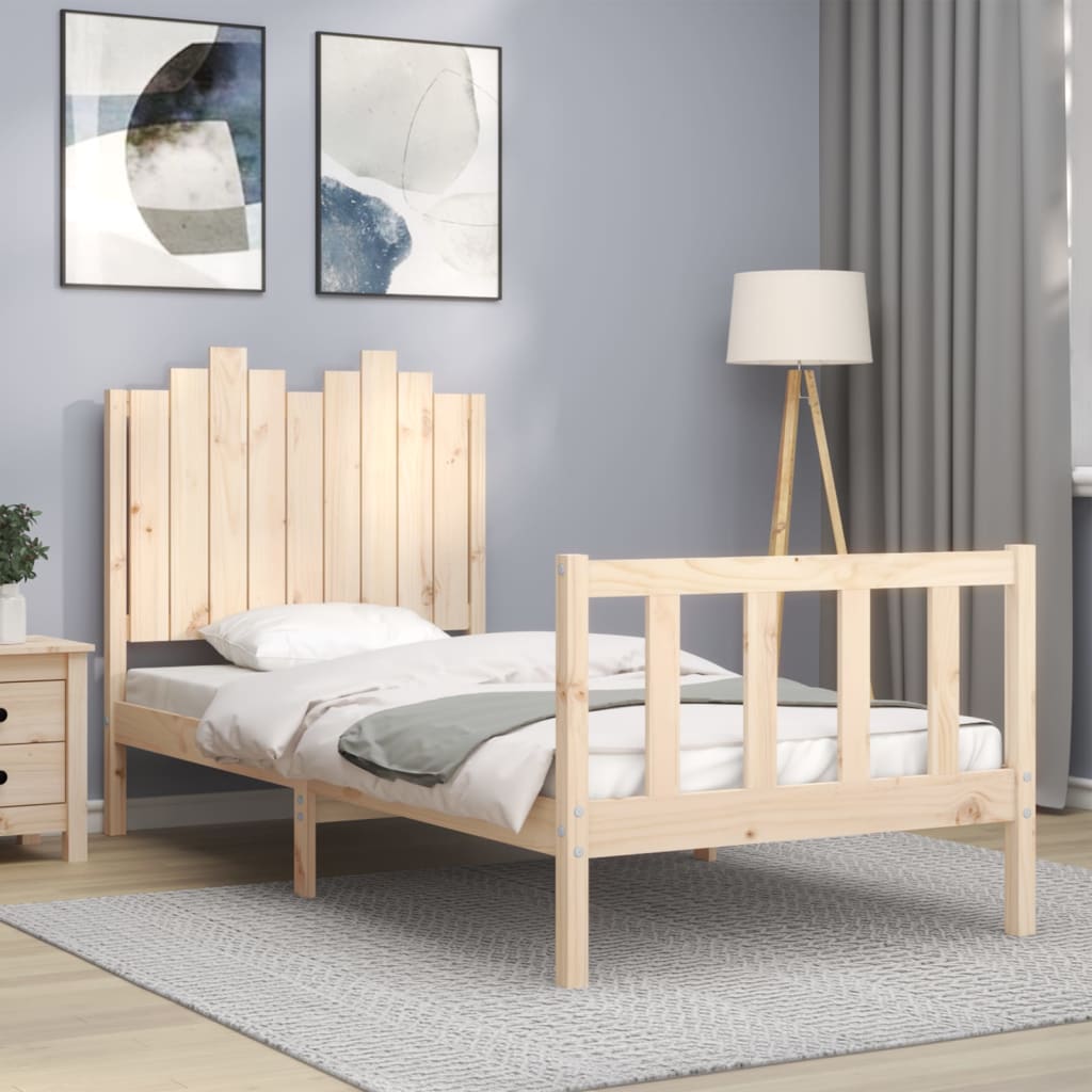Massivholzbett mit Kopfteil 90x190 cm