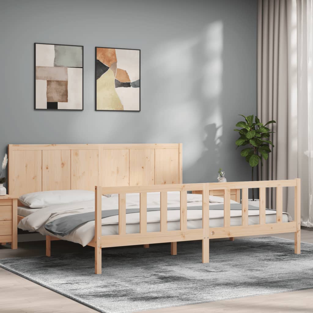 Massivholzbett mit Kopfteil 200x200 cm