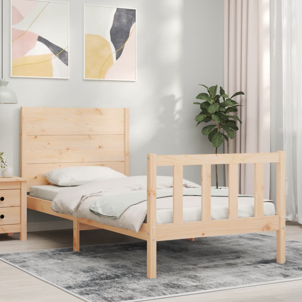 Massivholzbett mit Kopfteil 90x200 cm