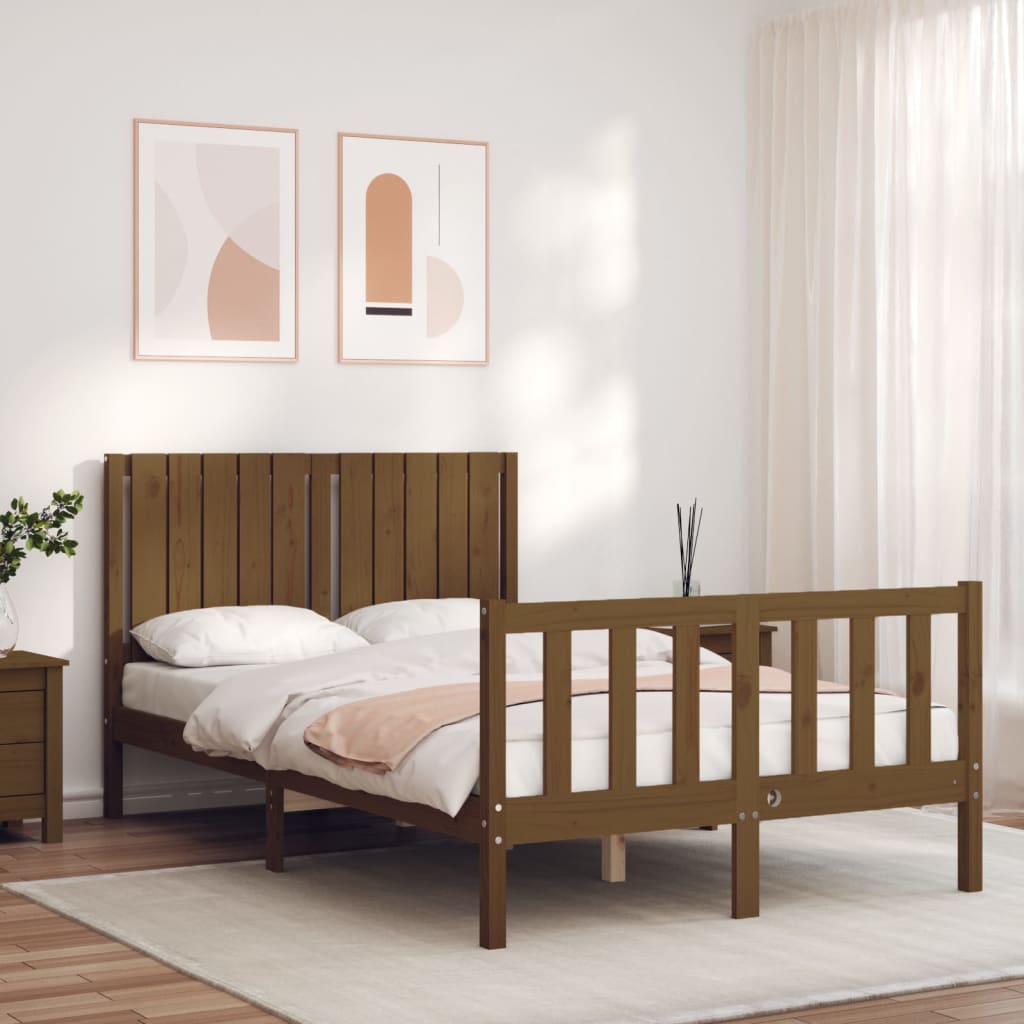 Massivholzbett mit Kopfteil Honigbraun 120x200 cm