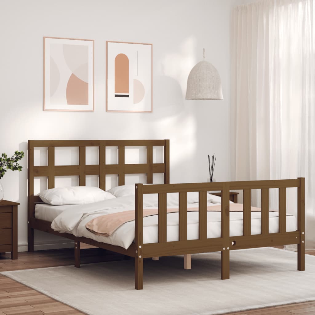 Massivholzbett mit Kopfteil Honigbraun