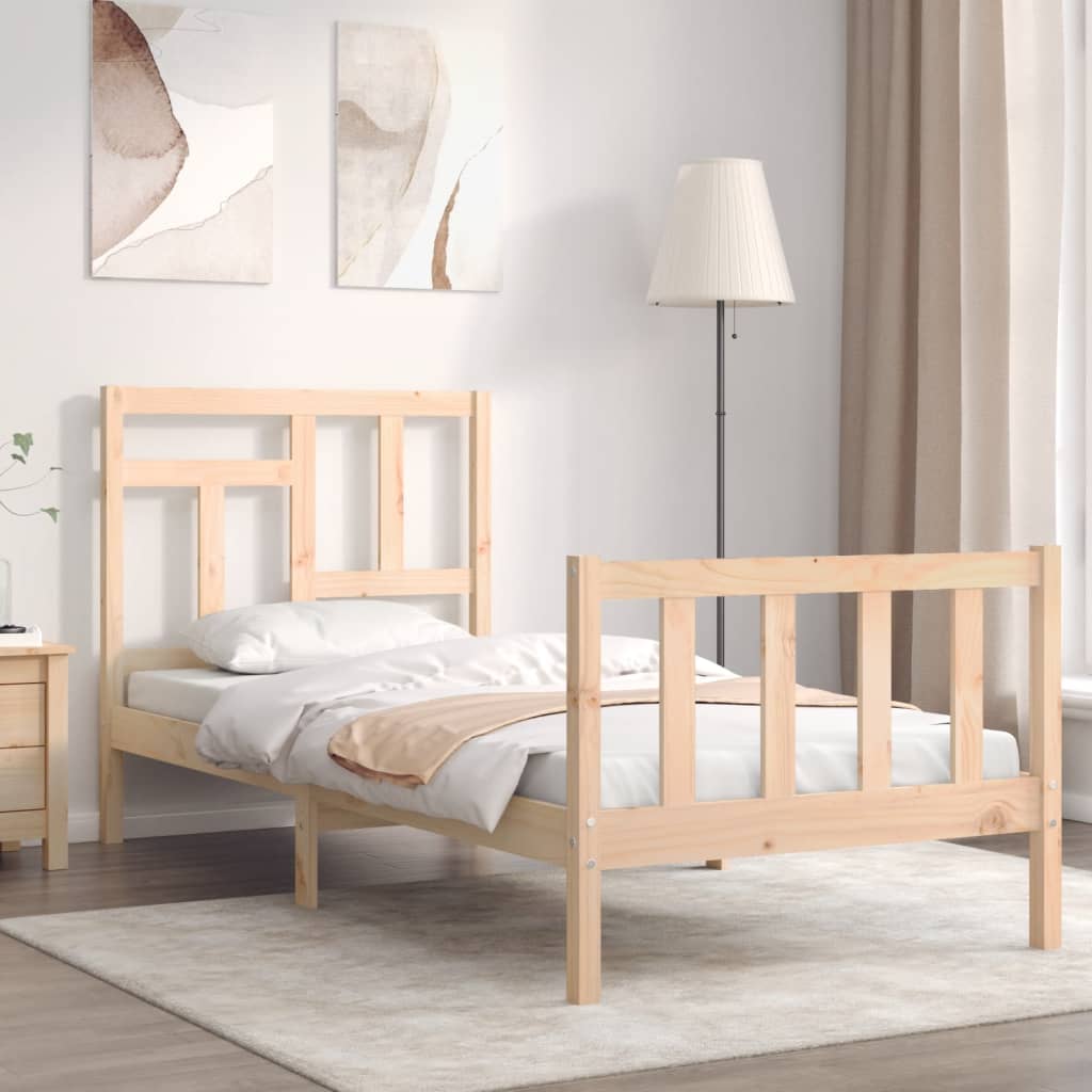 Massivholzbett mit Kopfteil 100x200 cm