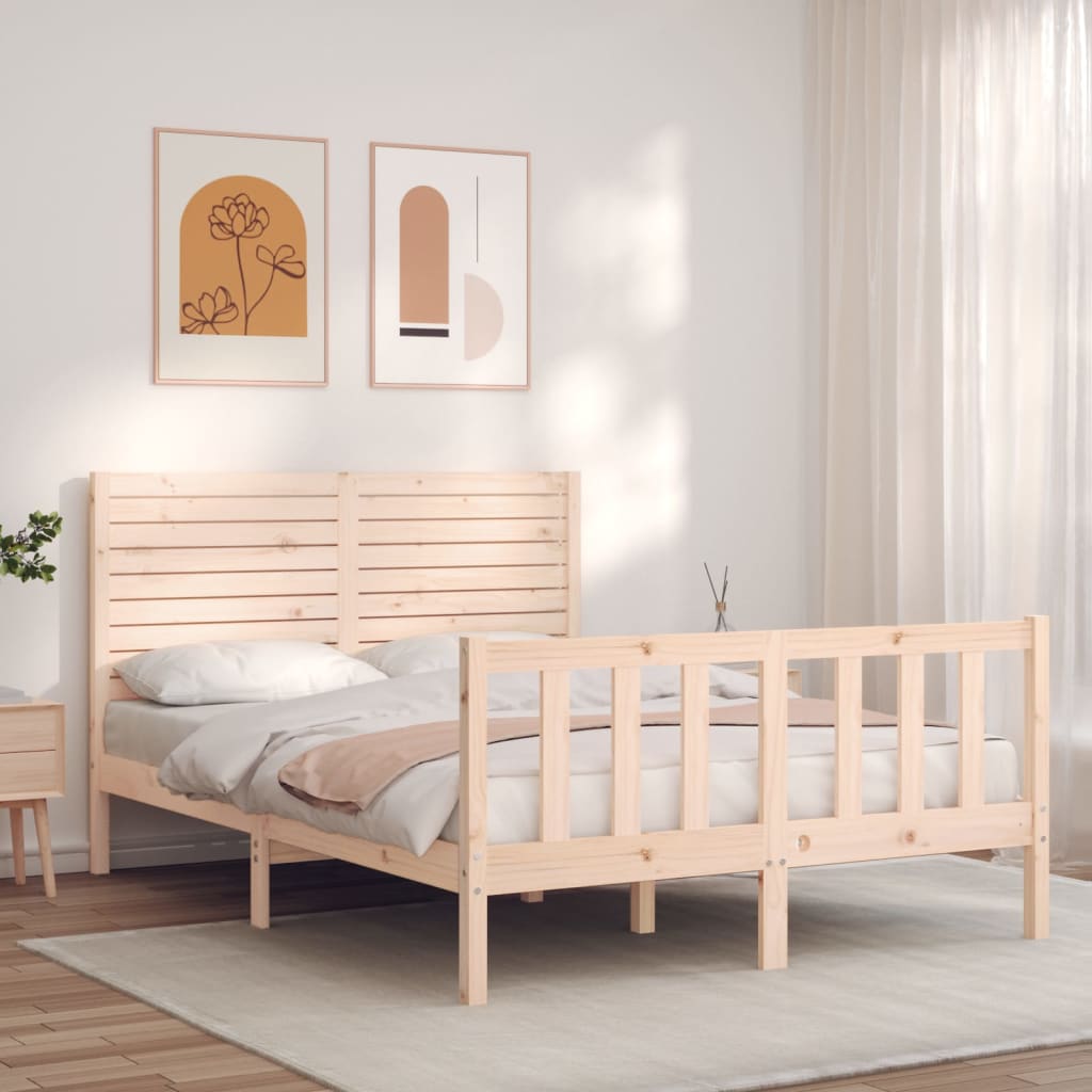 Massivholzbett mit Kopfteil 140x190 cm