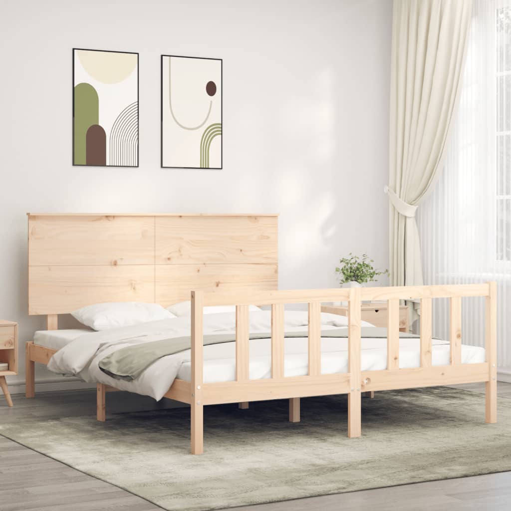 Massivholzbett mit Kopfteil 160x200 cm