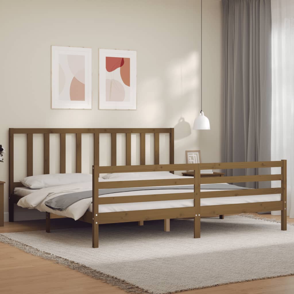 Massivholzbett mit Kopfteil Honigbraun