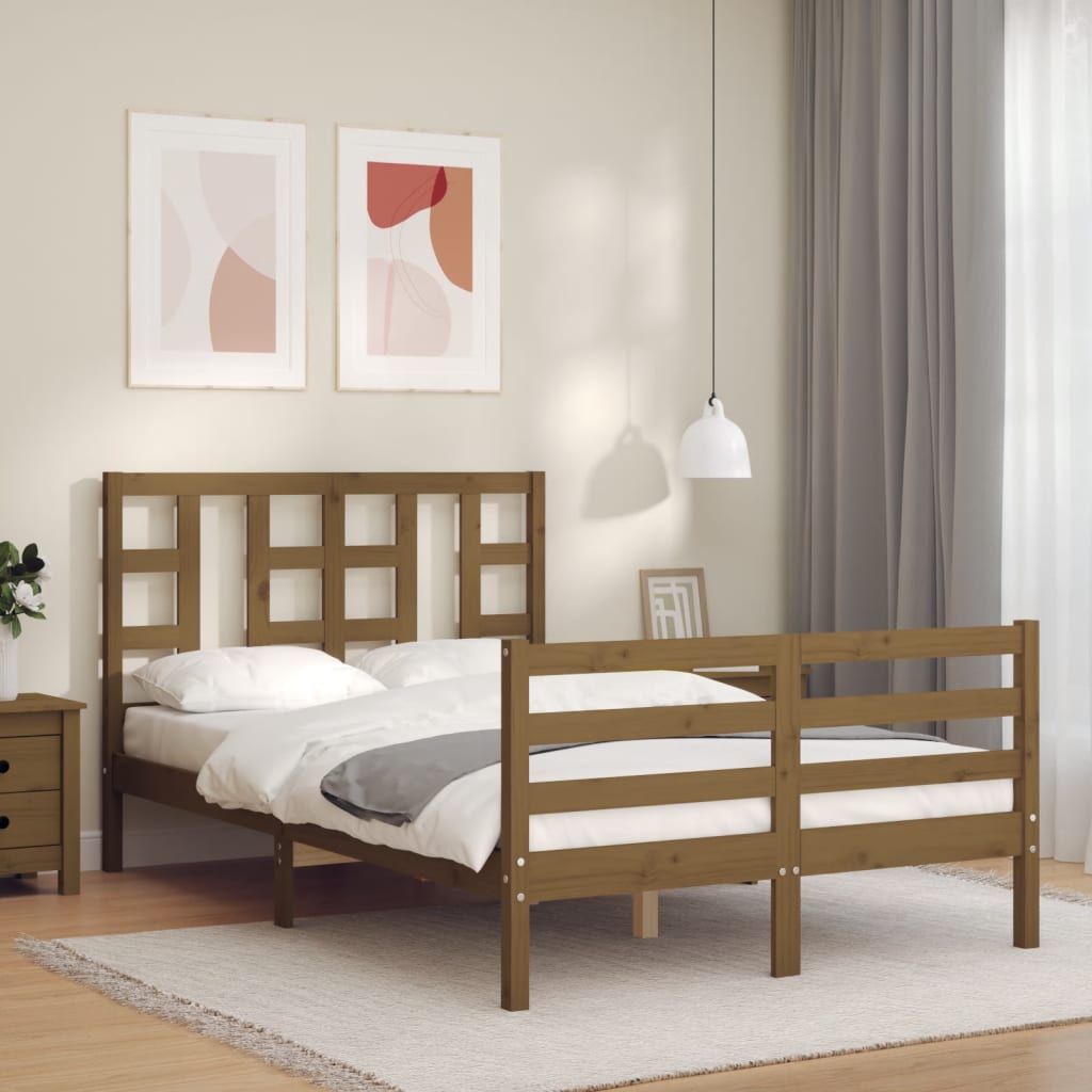 Massivholzbett mit Kopfteil Honigbraun 120x200 cm