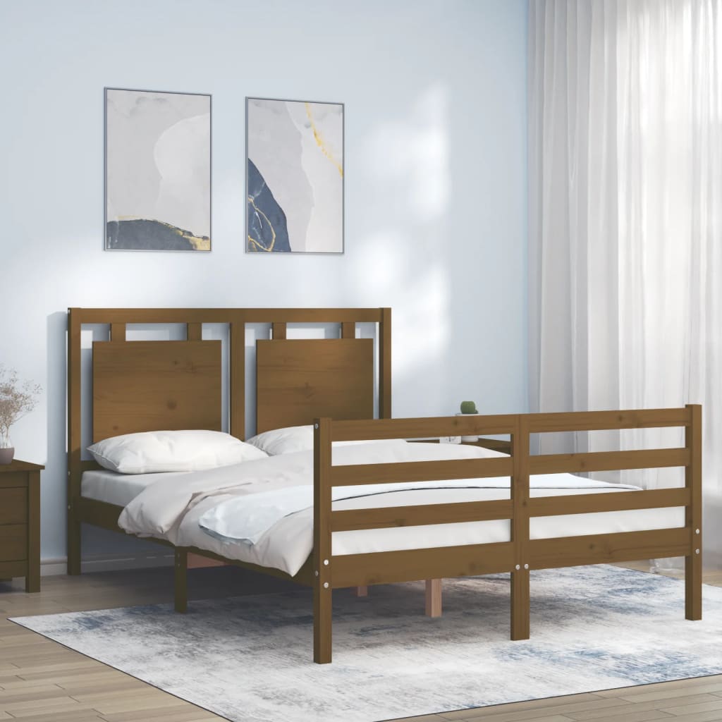 Massivholzbett mit Kopfteil Honigbraun 120x200 cm