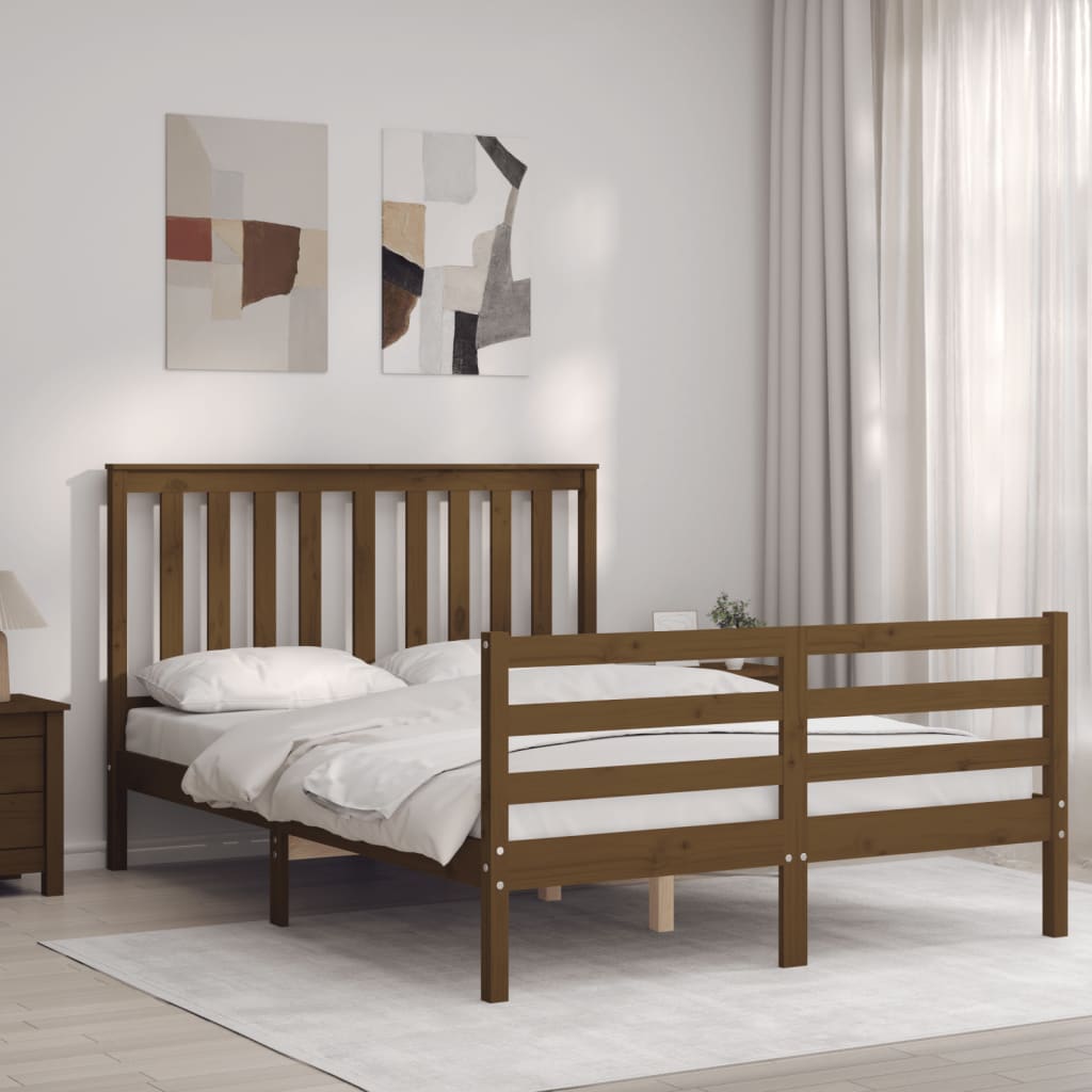 Massivholzbett mit Kopfteil Honigbraun 120x200 cm