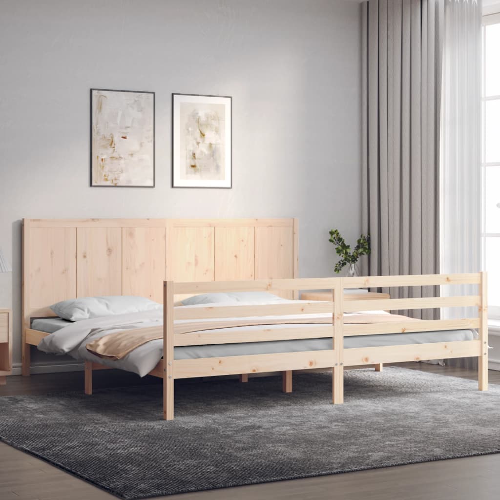 Massivholzbett mit Kopfteil 200x200 cm