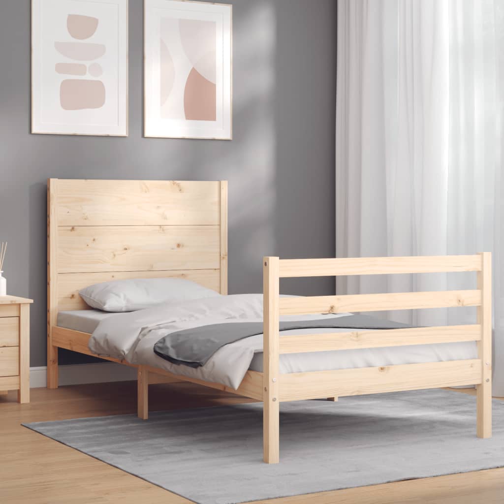 Massivholzbett mit Kopfteil 90x200 cm