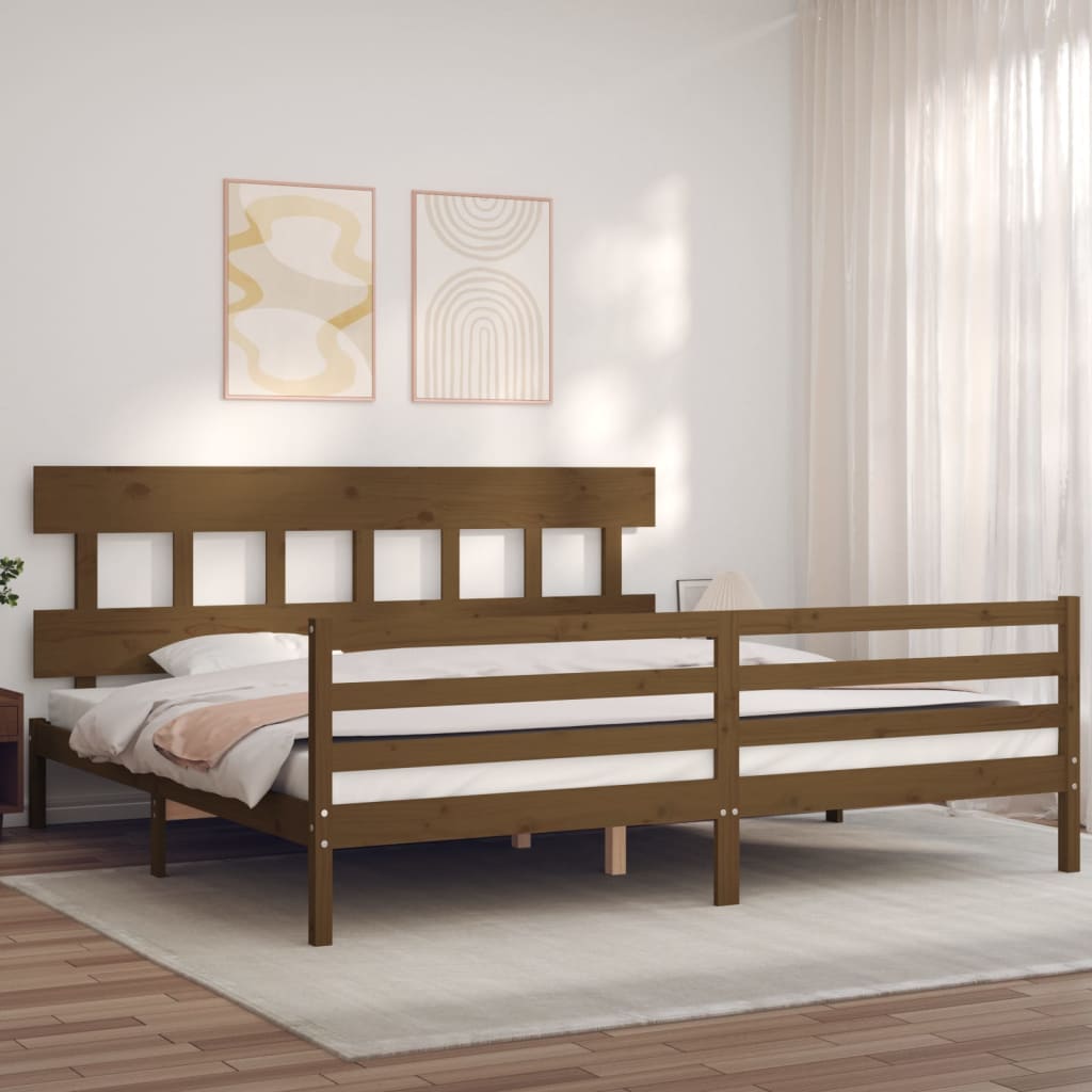 Massivholzbett mit Kopfteil Honigbraun
