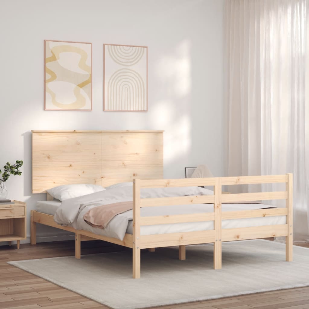 Massivholzbett mit Kopfteil 140x190 cm