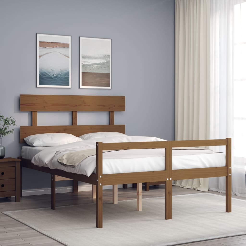 Seniorenbett mit Kopfteil 120x200 cm Honigbraun Massivholz