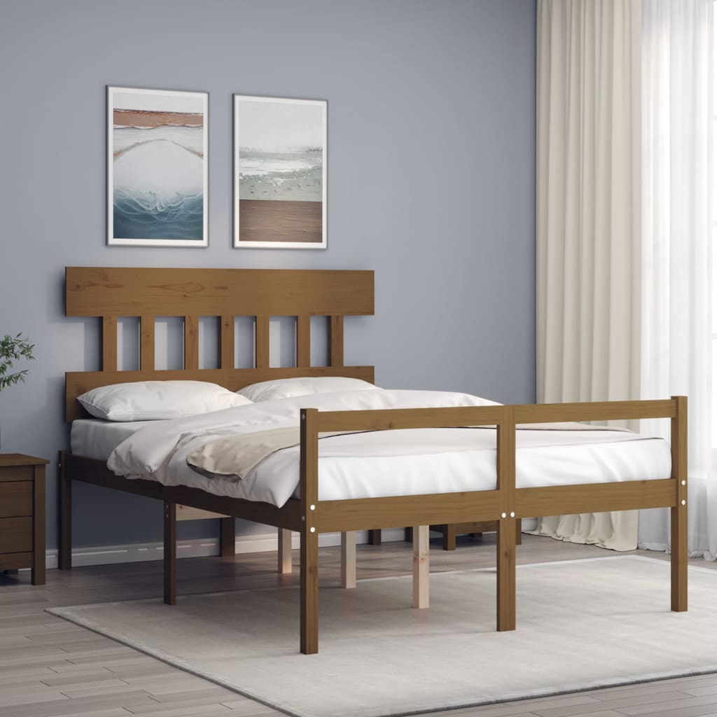 Seniorenbett mit Kopfteil 120x200 cm Honigbraun Massivholz