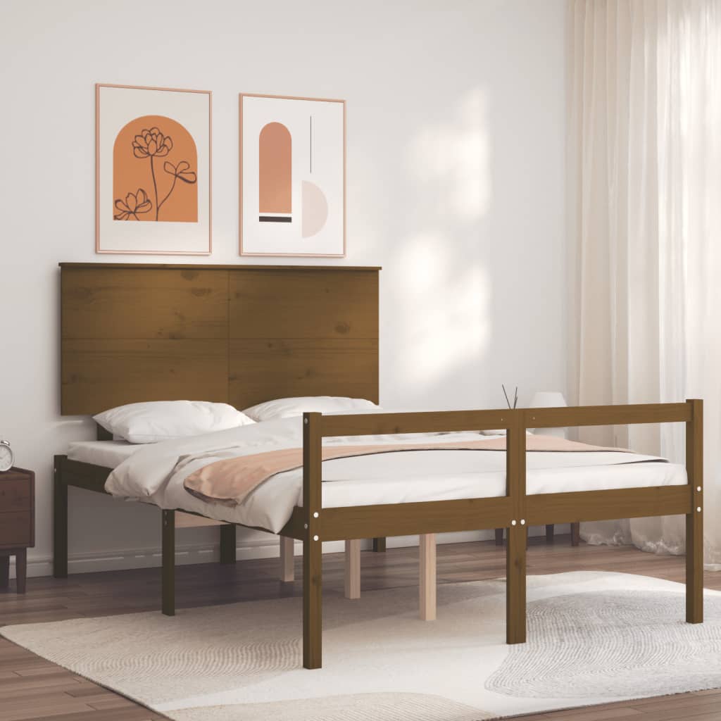 Seniorenbett mit Kopfteil 140x200 cm Honigbraun Massivholz