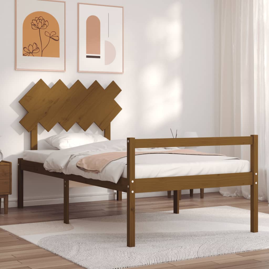 Seniorenbett mit Kopfteil 100x200 cm Honigbraun Massivholz