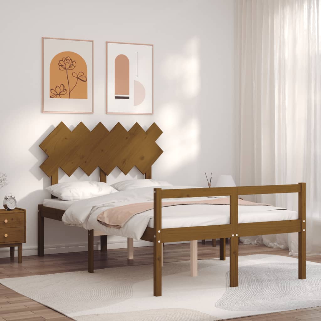 Seniorenbett mit Kopfteil 120x200 cm Honigbraun Massivholz