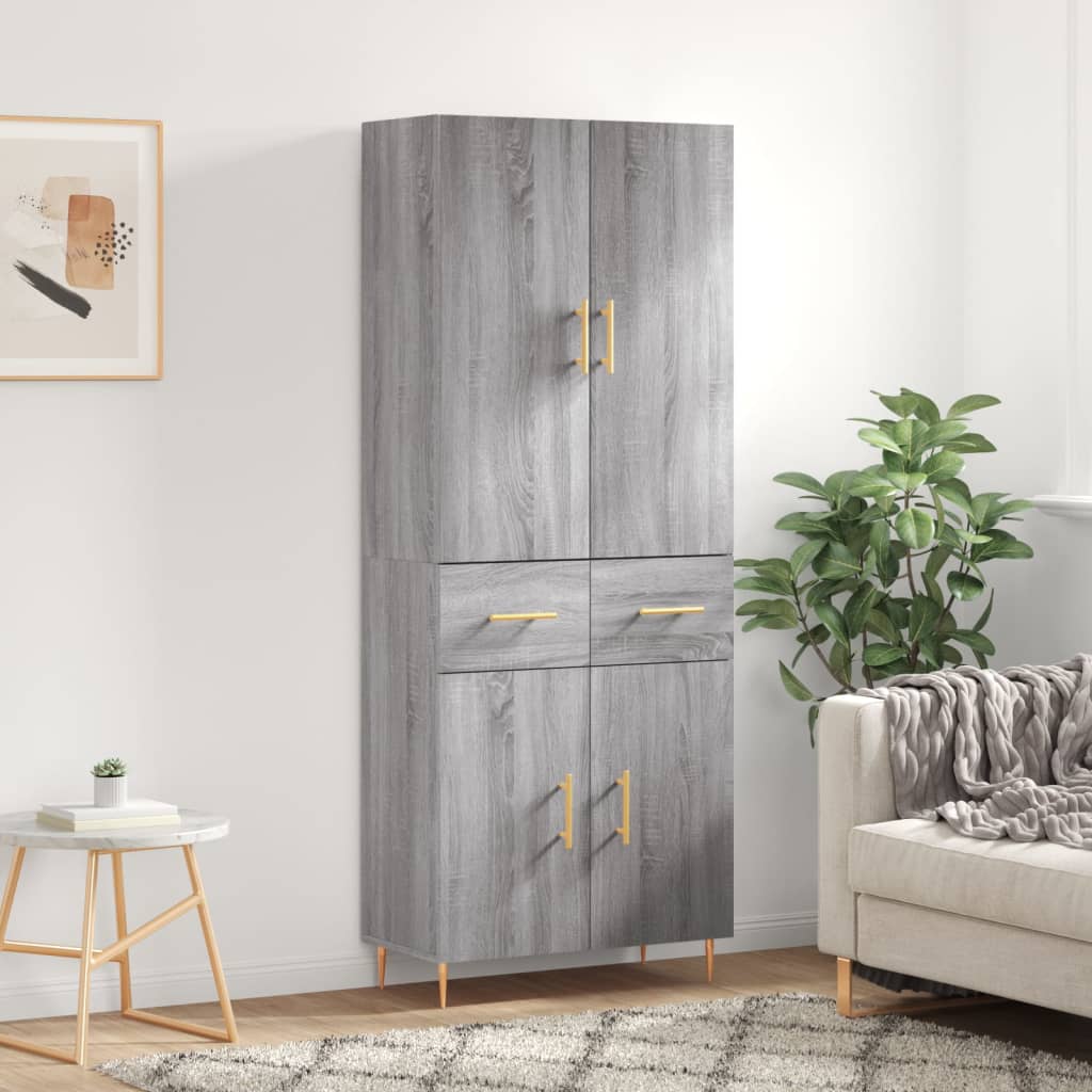 Highboard Grey Sonoma 69.5x34x180 cm Engineered Wood