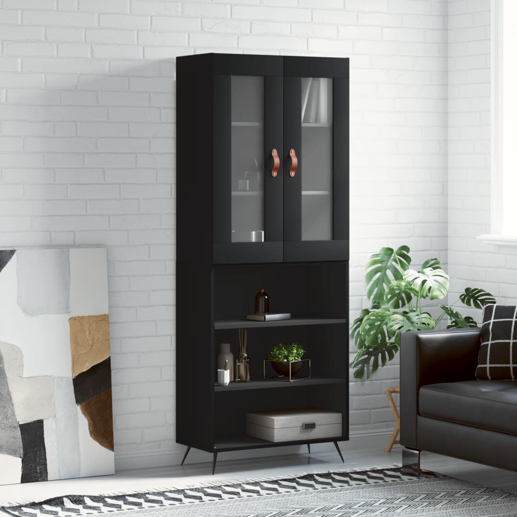 Highboard Black 69.5x34x180 cm Engineered Wood