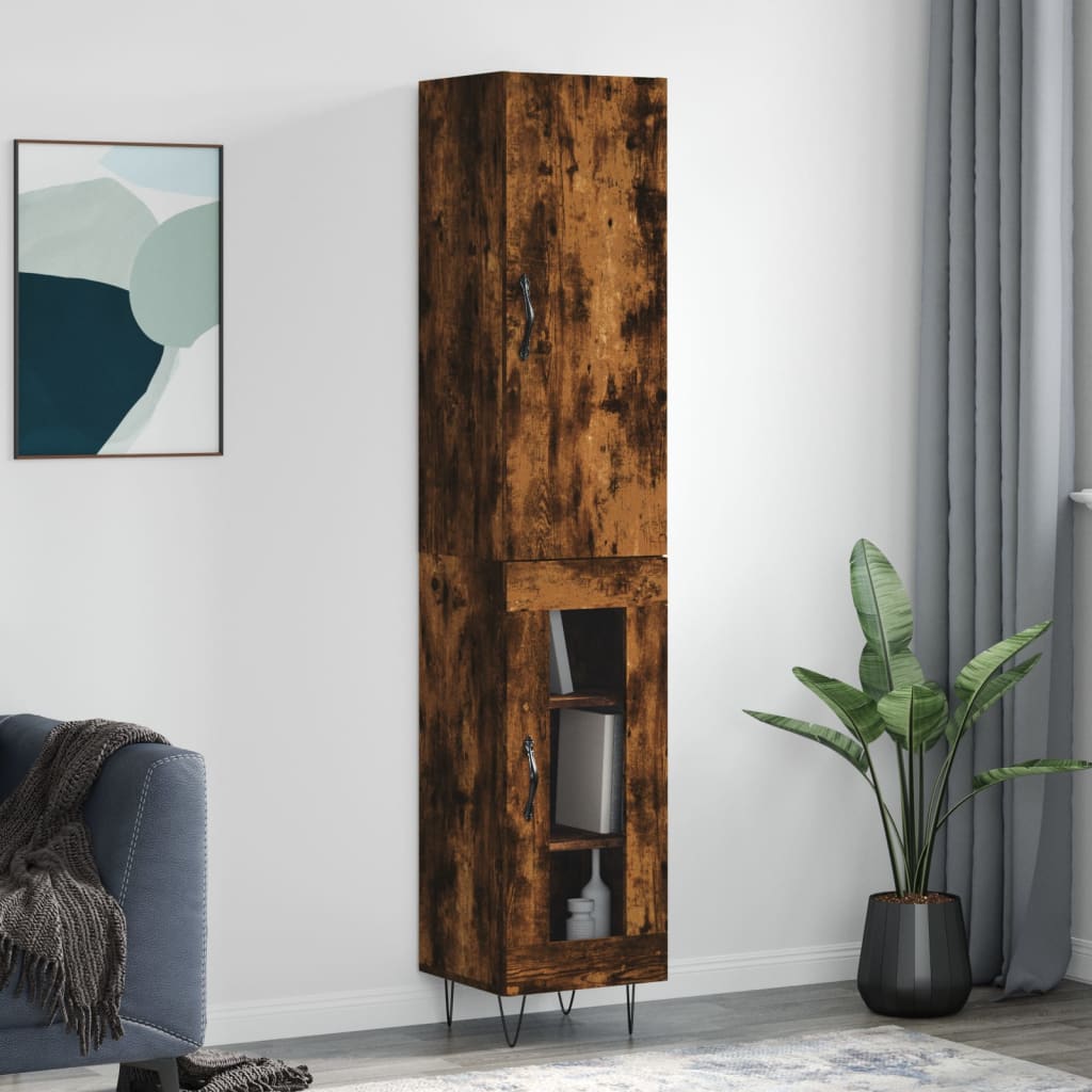 Highboard Smoked Oak 34.5x34x180 cm Engineered Wood