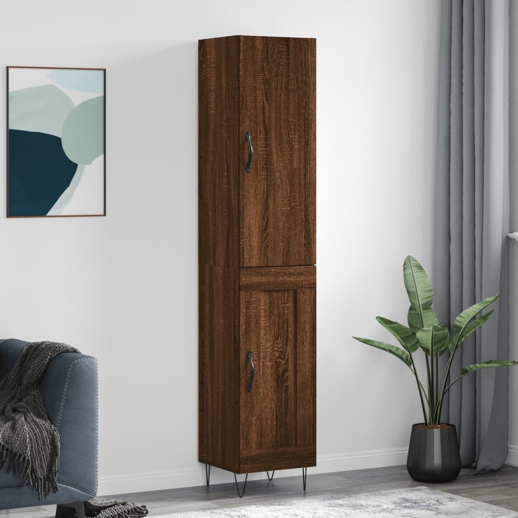 Highboard Brown Oak 34.5x34x180 cm Engineered Wood