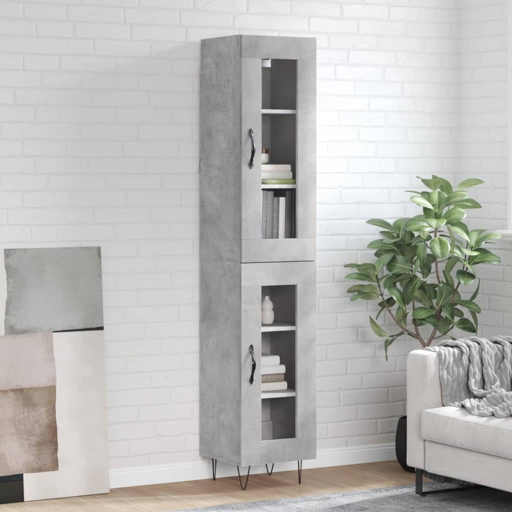 Highboard Concrete Grey 34.5x34x180 cm Engineered Wood