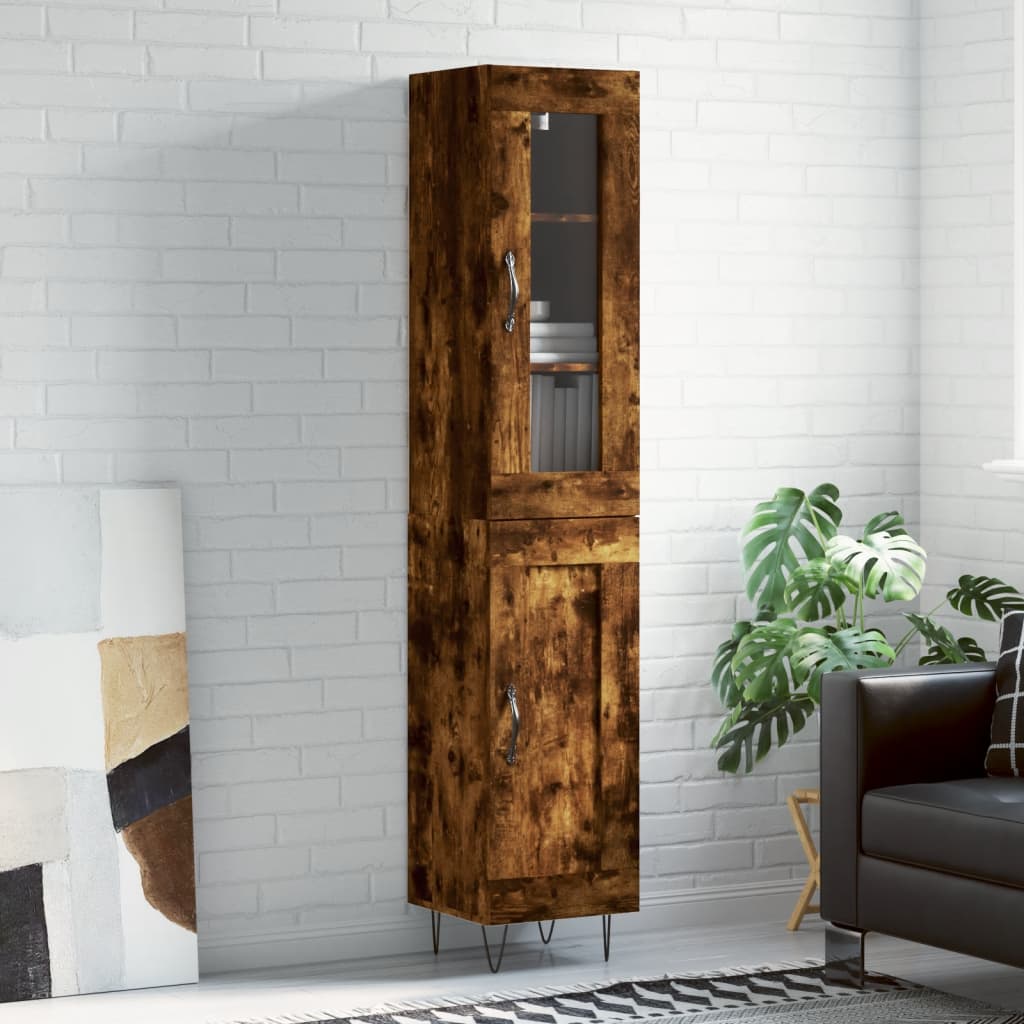 Highboard Smoked Oak 34.5x34x180 cm Engineered Wood