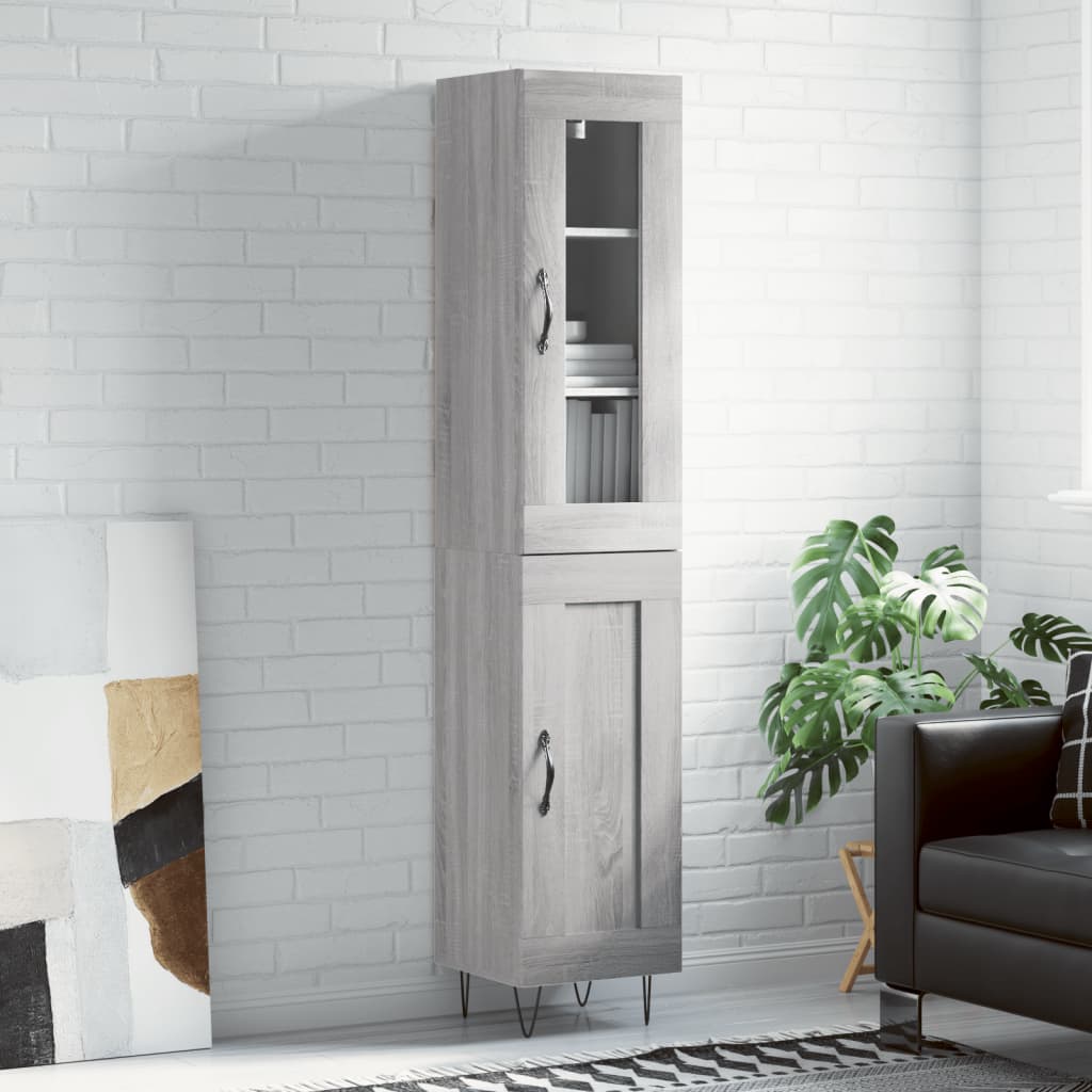 Highboard Grey Sonoma 34.5x34x180 cm Engineered Wood