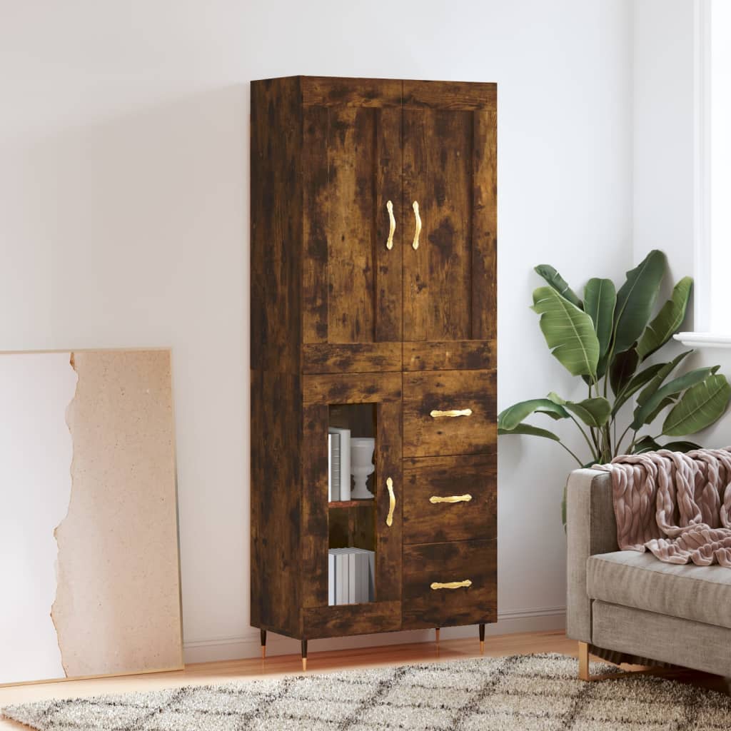 Highboard Smoked Oak 69.5x34x180 cm Engineered Wood