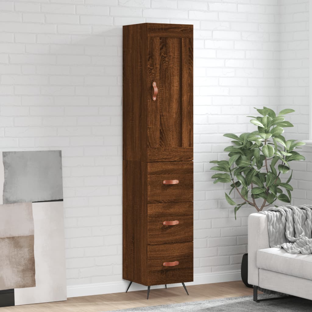 Highboard Brown Oak 34.5x34x180 cm Engineered Wood