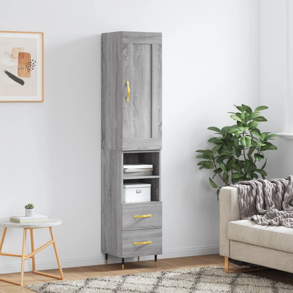 Highboard Grey Sonoma 34.5x34x180 cm Engineered Wood