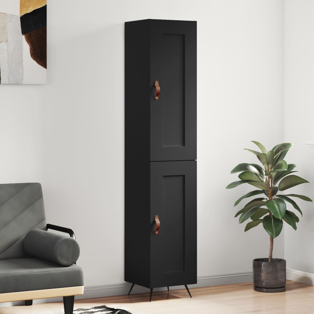 Highboard Black 34.5x34x180 cm Engineered Wood