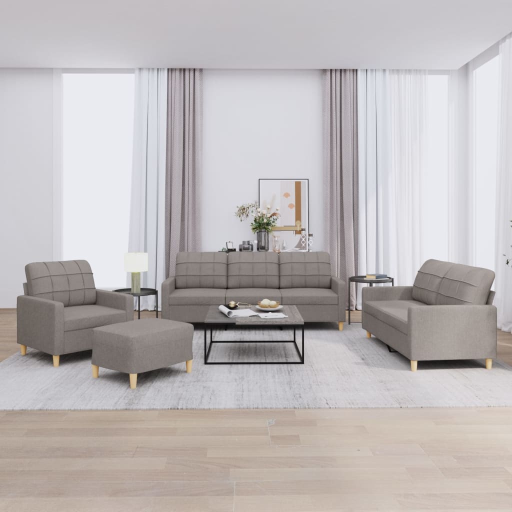 vidaXL 4-tlg. Sofagarnitur mit Kissen Taupe Stoff