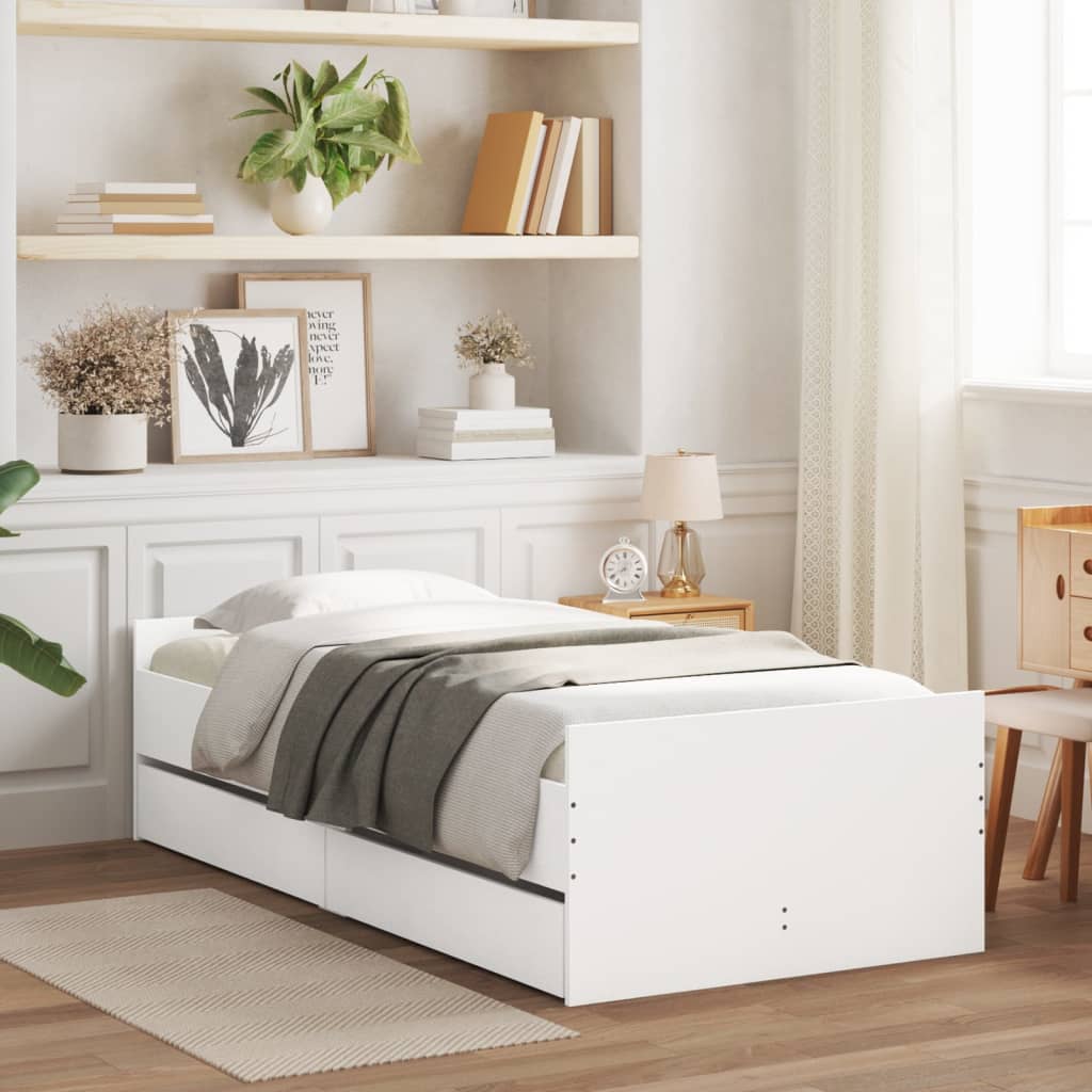 Bed Frame without Mattress White 75x190 cm Small Single Small Single