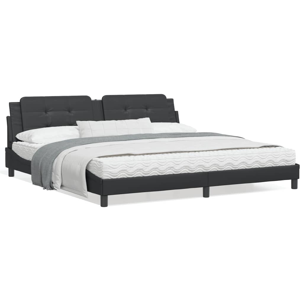 Bed Frame with LED without Mattress Black 200x200 cm