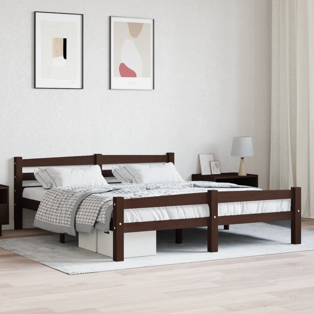 Massivholzbett Dunkelbraun Kiefer 160x200 cm