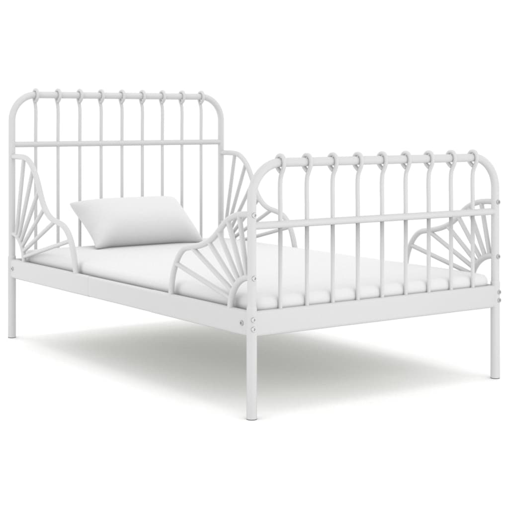 Extendable Bed Frame without Mattress White Metal 80x130/200 cm