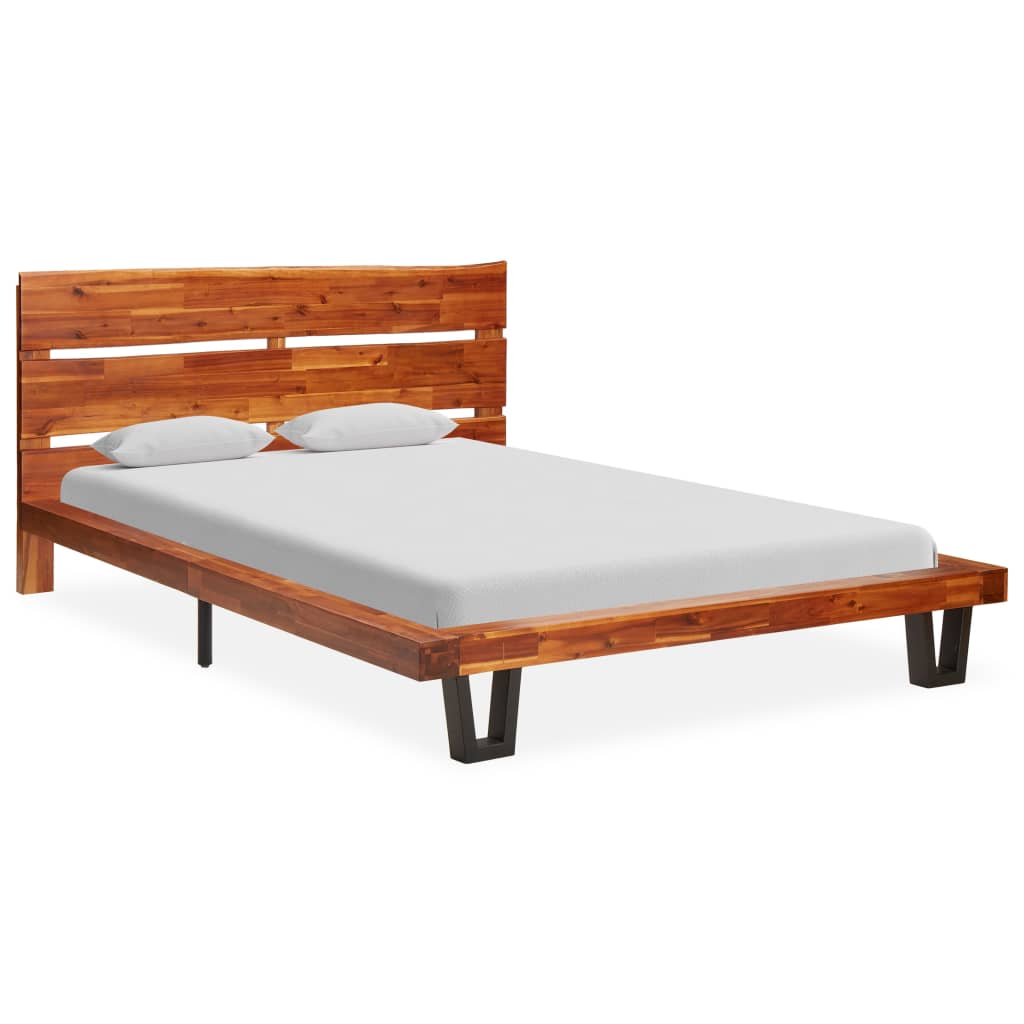 Massivholzbett mit Baumkante Akazie 120 cm