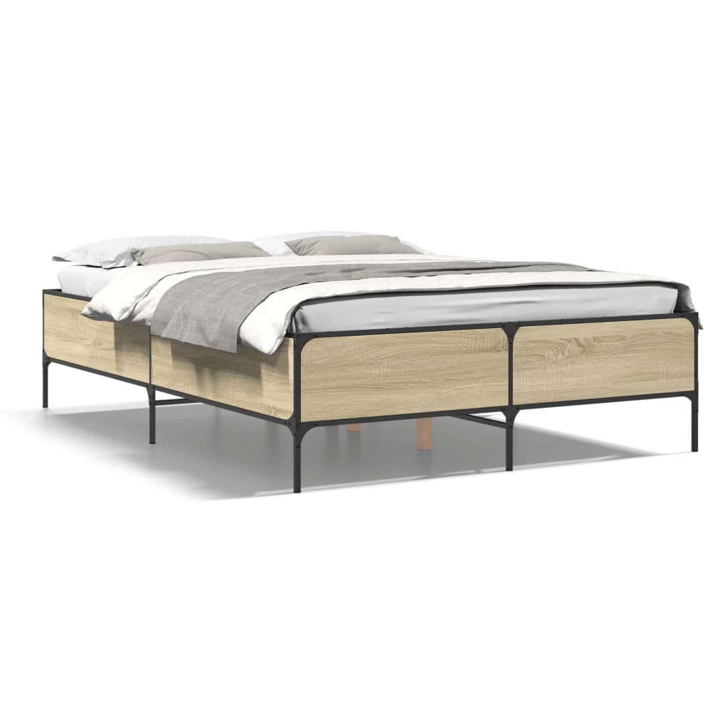 Bed Frame without Mattress Sonoma Oak 140x200 cm