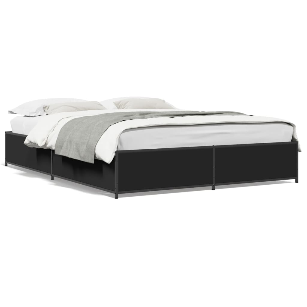 Bed Frame without Mattress Black 150x200 cm King Size