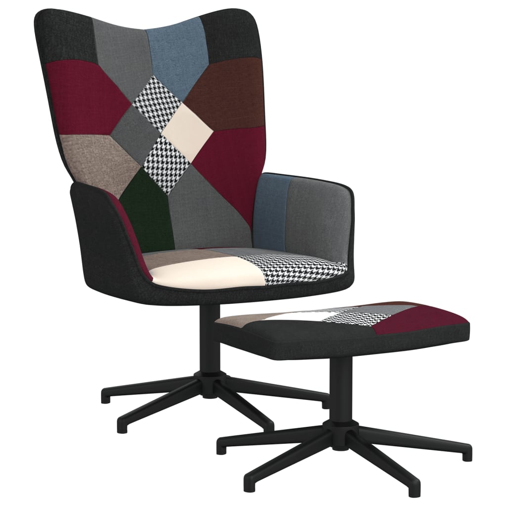 vidaXL Πολυθρόνα Relax Σχέδιο Patchwork Υφασμάτινη με Σκαμπό