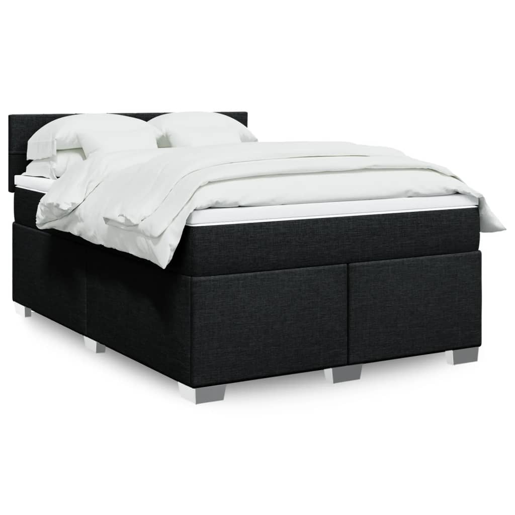 Κρεβάτι Boxspring με Στρώμα Μαύρο 160x200 εκ. Υφασμάτινο