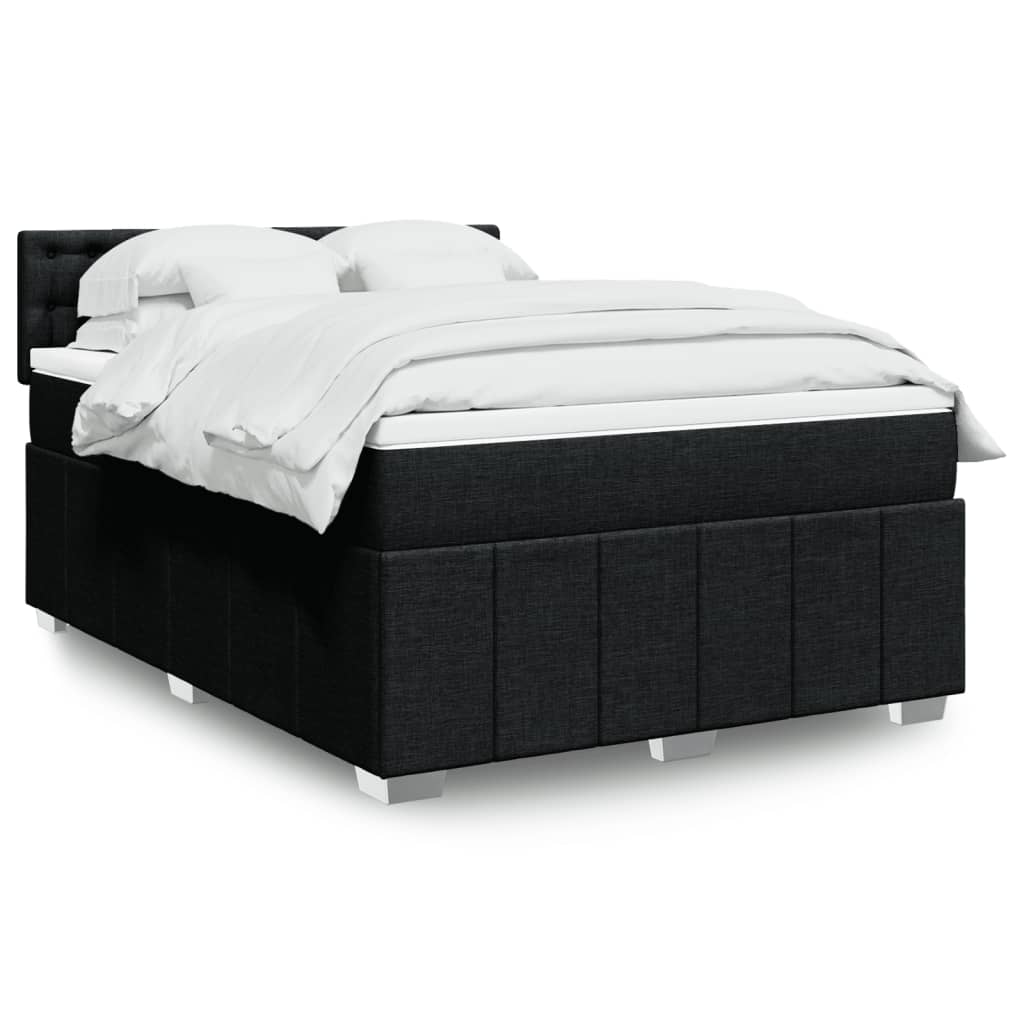 Κρεβάτι Boxspring με Στρώμα Μαύρο 140x200 εκ. Υφασμάτινο