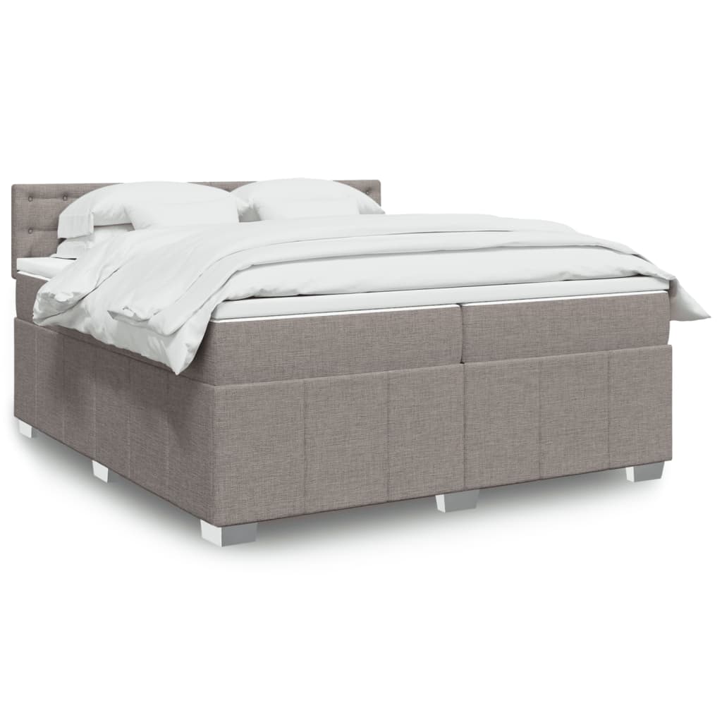 Κρεβάτι Boxspring με Στρώμα Taupe 200x200 εκ. Υφασμάτινο